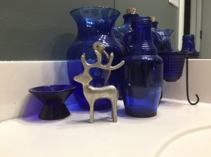 Bathroom blue glass and ornament