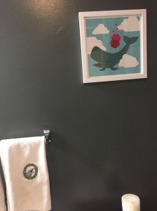 Dolphin towel and whale/petunias print