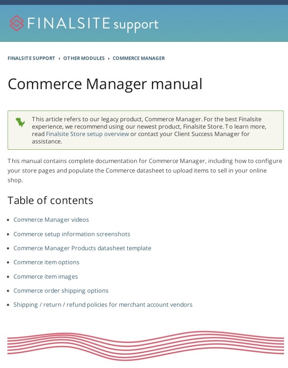 Finalsite Support module&nbsp;manual